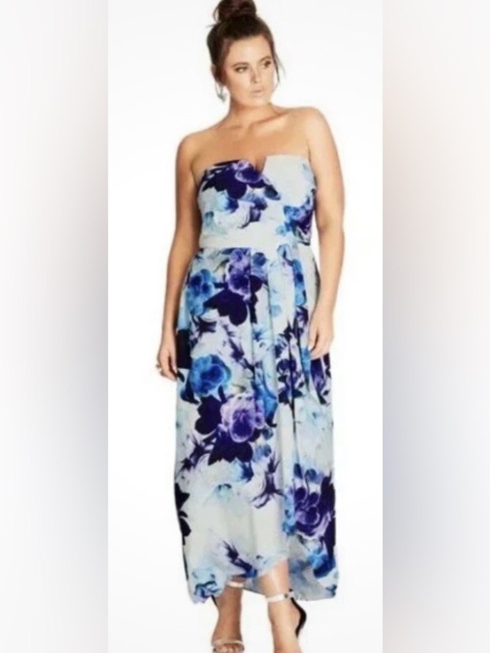 City Chic Floral Dress in Light Blue and Purple